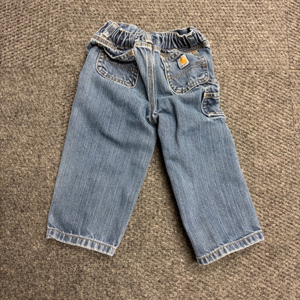 Carhartt Baby Boy Carpenter Jeans Blue Denim Elastic Waist 24M Medium Wash